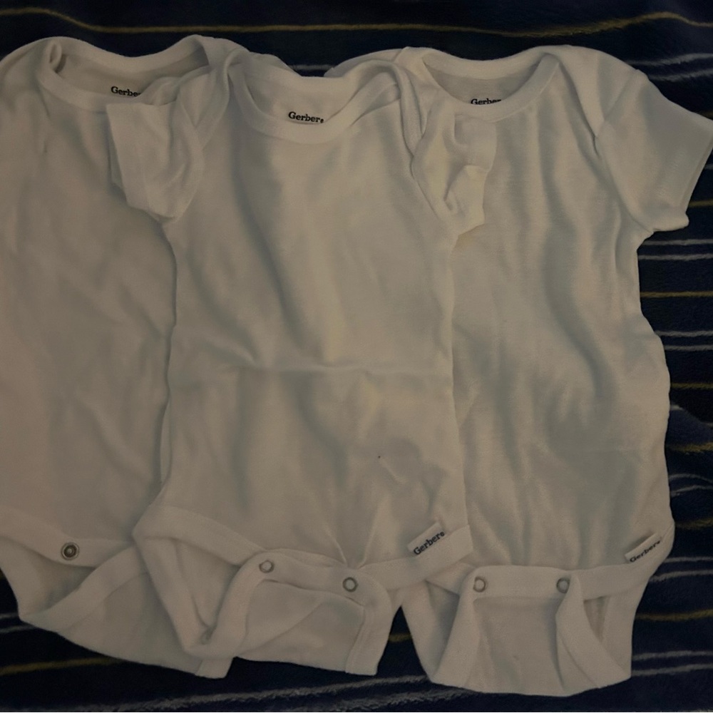 Gerber White Baby Onesies Set of three